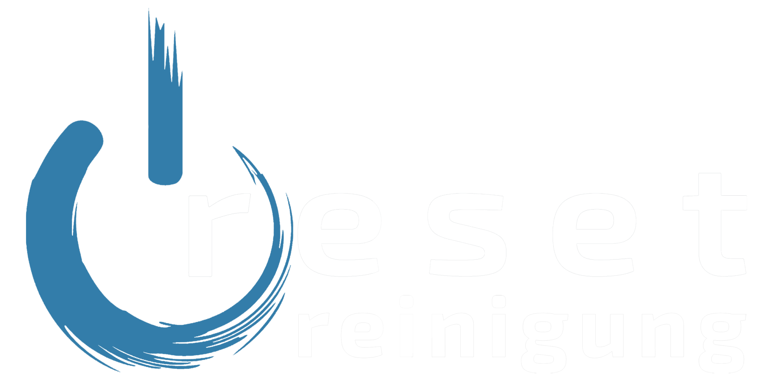 Logo der Reset Reinigung, schwarze Schrift mit blauem Reset Button